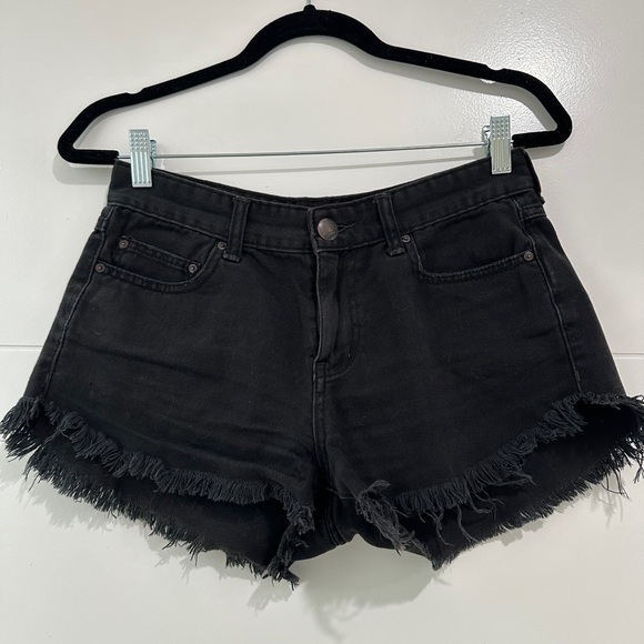 Free People We The Free Black High Waisted Denim Cutoff Shorts | Size 26 - Picture 7 of 13